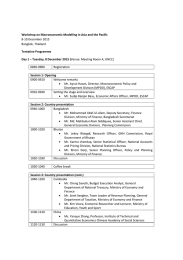 Workshop on Macroeconomic Modelling in Asia and the Pacific Tentative Programme  Day 1 – Tuesday, 8 December 2015 ( 8‐10 December 2015 