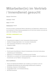 Mitarbeiter(in) im Vertrieb / Innendienst gesucht