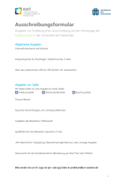 Ausschreibungsformular Angaben zur Erstellung einer Ausschreibung auf der Homepage der