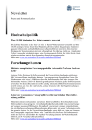 Newsletter Hochschulpolitik Presse und Kommunikation Über 18.200 Studenten fürs Wintersemester erwartet