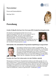 Newsletter Forschung Presse und Kommunikation