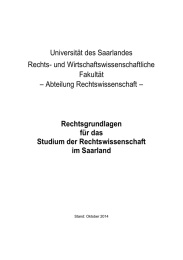 Universität des Saarlandes Rechts- und Wirtschaftswissenschaftliche Fakultät – Abteilung Rechtswissenschaft –