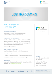 JOB SHADOWING Shadow (m/w) als Leiter der KWT Unternehmen/Institution