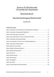 Zentrum für Bioinformatik Universität des Saarlandes  Modulhandbuch