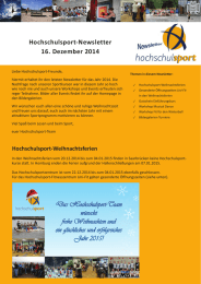 Hochschulsport-Newsletter 16. Dezember 2014