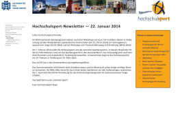 Hochschulsport-Newsletter &mdash; 22. Januar 2014