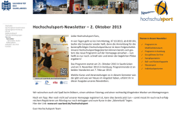 Hochschulsport-Newsletter &ndash; 2. Oktober 2013
