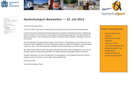 Hochschulsport-Newsletter — 22. Juli 2013