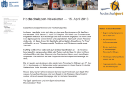 Hochschulsport-Newsletter — 15. April 2013