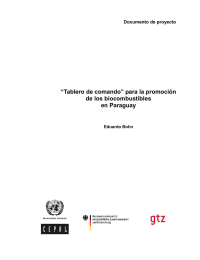 “Tablero de comando” para la promoción de los biocombustibles en Paraguay