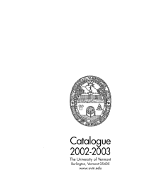 Catalogue 2002-2003 The University of Vermont www.uvm.edu