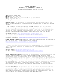 Principles of Microeconomics  Course Syllabus: