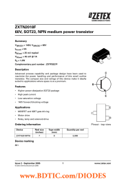 ZXTN2018F 60V, SOT23, NPN medium power transistor Summary Description