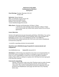 MATH 019-O SYLLABUS Fundamentals of Calculus I Spring 2013