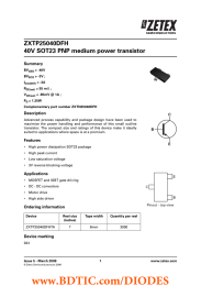 ZXTP25040DFH 40V SOT23 PNP medium power transistor Summary Description