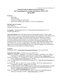 Selected Topics in Behavioral Neuroscience: Spring 2005