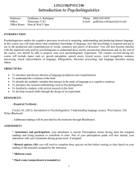 Introduction to Psycholinguistics LING196/PSYC196