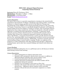 PSYC 374D– Advanced Clinical Practicum Connecting Cultures Practicum  Instructor-Karen M. Fondacaro, Ph.D.