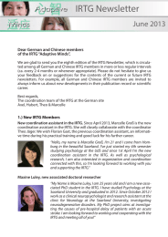 IRTG Newsletter June 2013 Dear German and Chinese members