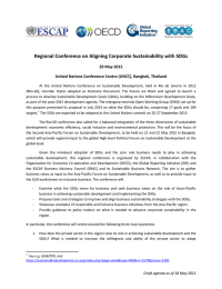 Regional Conference on Aligning Corporate Sustainability with SDGs  20 May 2015