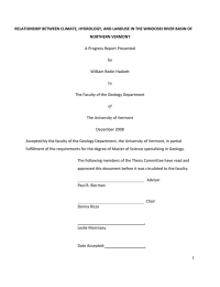 RELATIONSHIP BETWEEN CLIMATE, HYDROLOGY, AND LANDUSE IN THE WINOOSKI RIVER... NORTHERN VERMONT A Progress Report Presented
