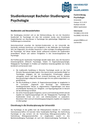 Studienkonzept Bachelor‐Studiengang  Psychologie   Studienziele und Besonderheiten 