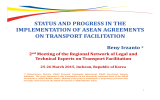 STATUS	AND	PROGRESS	IN	THE IMPLEMENTATION	OF	ASEAN	AGREEMENTS ON	TRANSPORT	FACILITATION Beny	Irzanto