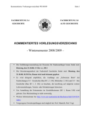 Kommentiertes Vorlesungsverzeichnis WS 08/09  Seite 1 F