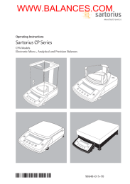 WWW.BALANCES.COM Sartorius CP Series 98648-015-70 Operating Instructions