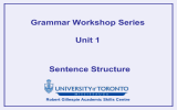 Grammar Workshop Series Unit 1 Sentence Structure