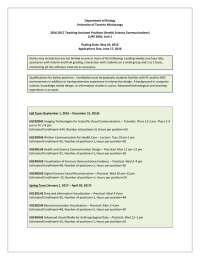 Department of Biology University of Toronto Mississauga