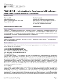 PSY210H5 F – Introduction to Developmental Psychology