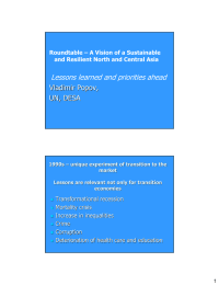 Lessons learned and priorities ahead Vladimir Popov, UN, DESA