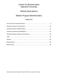 Center for Bioinformatics Saarland University  Module Descriptions