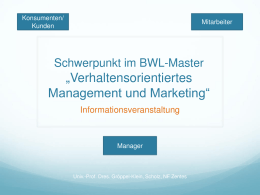 „ Verhaltensorientiertes Management und Marketing“ Schwerpunkt im BWL-Master