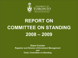 REPORT ON COMMITTEE ON STANDING – 2009 2008