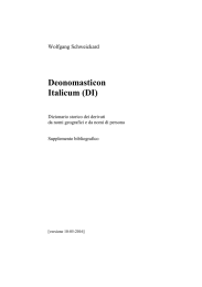 Deonomasticon Italicum (DI) Wolfgang Schweickard