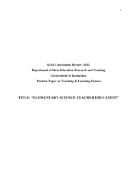 D.Ed Curriculum Review -2012 Department of State Education Research and Training