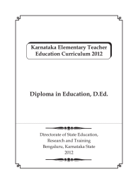 Diploma in Education, D.Ed. Karnataka Elementary Teacher Education Curriculum 2012