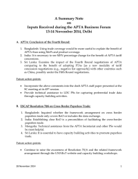 A Summary Note on Inputs Received during the APTA Business Forum