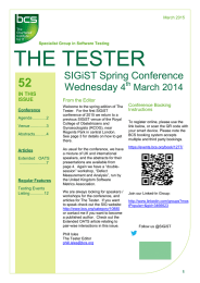 THE TESTER  SIGiST Spring Conference Wednesday