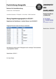 UNIVERSIT&Auml;T Fachrichtung Geografie DES SAARLANDES