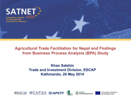 Agricultural Trade Facilitation for Nepal and Findings Khan Salehin