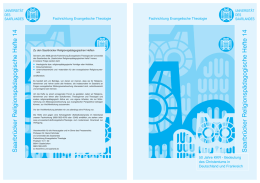 UNIVERSITÄT DES Fachrichtung Evangelische Theologie SAARLANDES