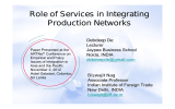 Role of Services in Integrating Production Networks Debdeep De Lecturer