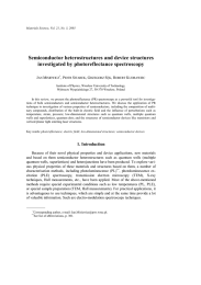 Semiconductor heterostructures and device structures investigated by photoreflectance spectroscopy J M