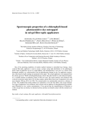 Spectroscopic properties of a chlorophyll-based photosensitive dye entrapped in sol-gel fibre-optic applicators