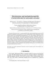 Microstructure and mechanical properties of nickel deformed by hydrostatic extrusion M. K