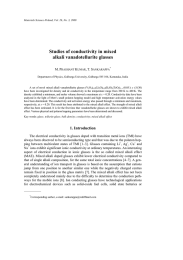 Studies of conductivity in mixed alkali vanadotellurite glasses M. P