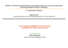 ARTNeT / WTO Research Workshop on Emerging Trade Issues in Asia and the Pacific: Meeting contemporary policy challenges